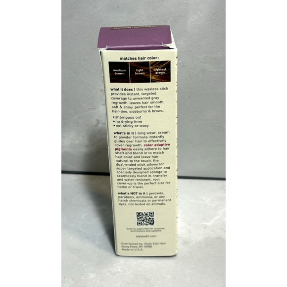 New Style Edit Root Cover Up Cream to Powder Stick Medium Brown 3.1 g - Picture 3 of 5